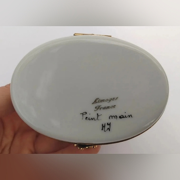 Vintage Limoges YORKIE hand painted trinket box Yorkshire Terrier pink France - Picture 10 of 11